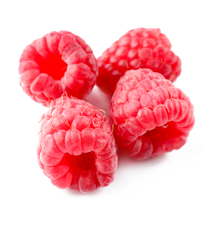 Delicious fresh ripe raspberries on white background