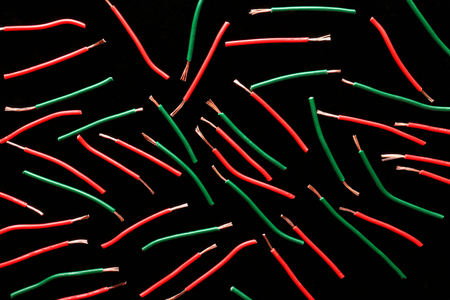 Different wires on dark backgroundの写真素材