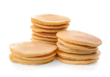 Delicious pancakes on white backgroundの写真素材