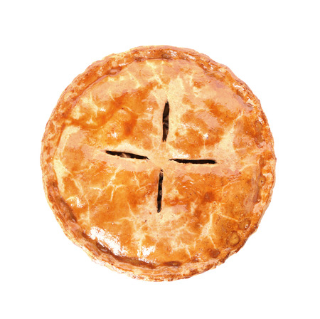 Delicious apple pie on white backgroundの写真素材