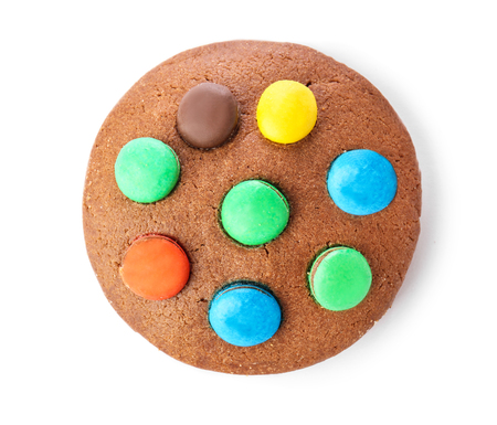 Tasty chocolate cookie on white backgroundの写真素材