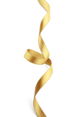 Beautiful golden ribbon on white backgroundの写真素材