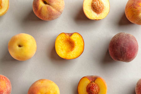 Fresh peaches on light table