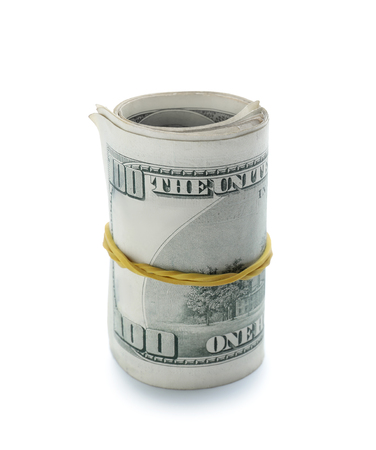 Dollar banknotes on white background