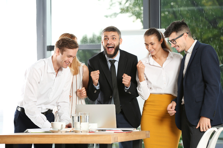 Successful employees during business meeting in officeの写真素材
