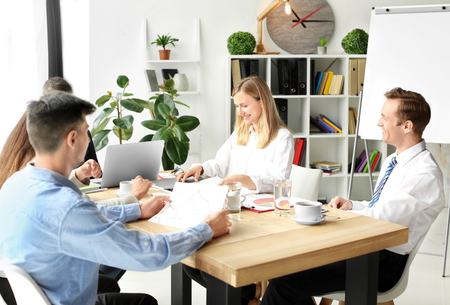 Meeting of business team working in officeの写真素材