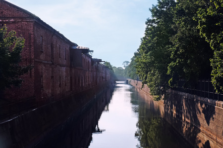 Old ship canal on sunny dayの写真素材