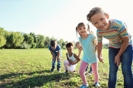 Cute little children outdoors on summer dayの写真素材