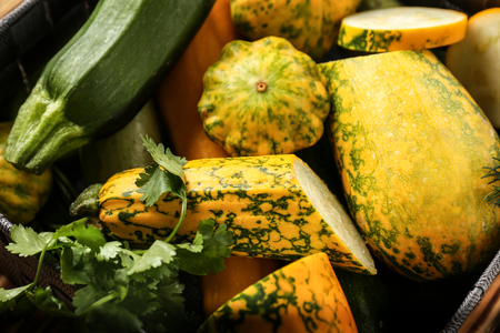 Fresh raw zucchinis, closeupの写真素材