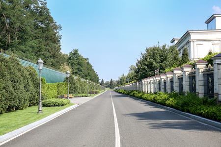 Asphalt road on sunny dayの写真素材