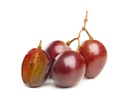 Ripe sweet grapes on white backgroundの写真素材