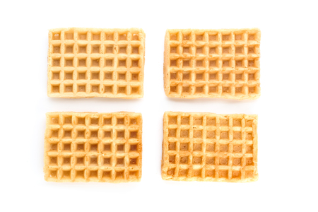 Delicious waffles on white backgroundの写真素材