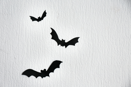 Paper bats as decor for Halloween party on wall