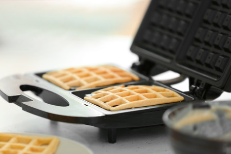 Cooking of Belgian wafflesの写真素材