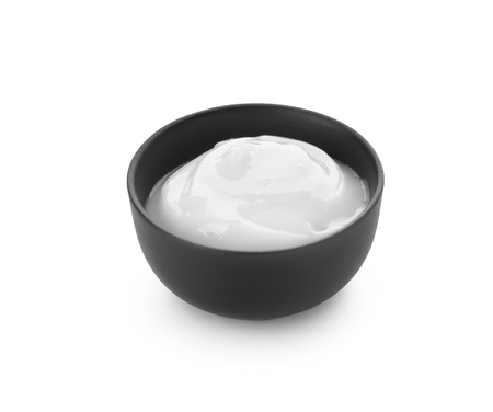 Bowl with body cream on white backgroundの写真素材