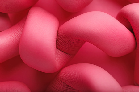Pink hair curlers, closeupの写真素材