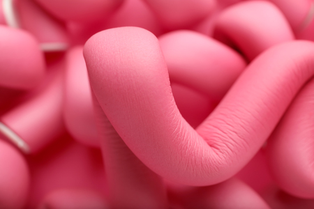 Pink hair curlers, closeupの写真素材