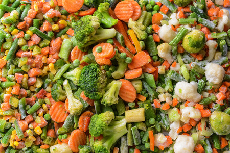 Mix of frozen vegetables, top viewの写真素材