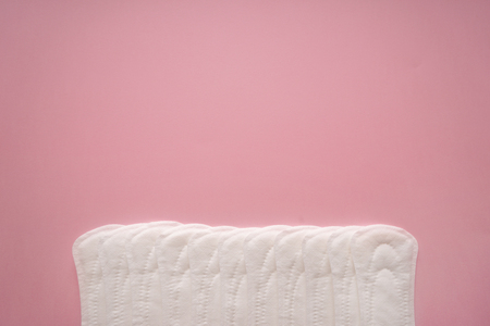 Menstrual pads on color background, top viewの写真素材