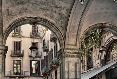 View of old buildings in cityの写真素材