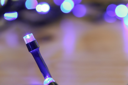 Glowing Christmas lights, closeupの写真素材