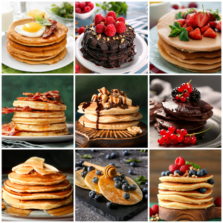 Collection of tasty pancakesの写真素材