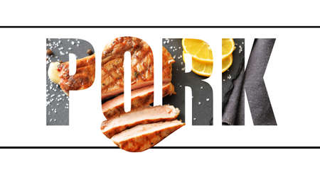 Word PORK on white backgroundの写真素材