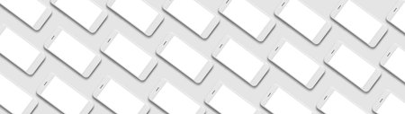 Many mobile phones on gray background
