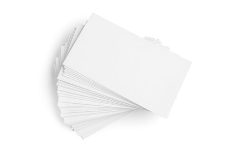 Blank business cards on white backgroundの写真素材