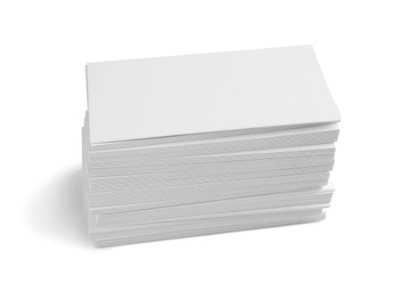 Blank business cards on white backgroundの写真素材