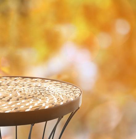 Empty table against blurred background, closeupの写真素材