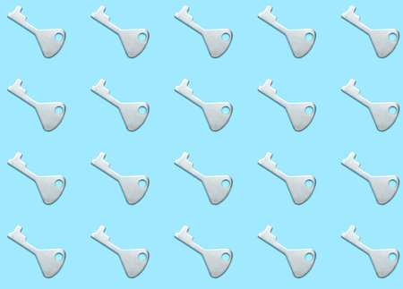 Many silver keys on color backgroundの写真素材