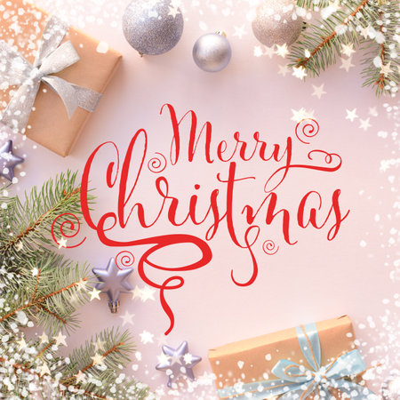 Beautiful greeting card for Merry Christmas celebrationの写真素材