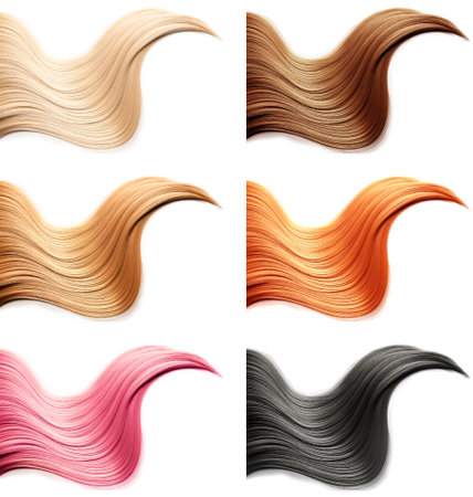 Different samples of hair color on white backgroundの写真素材