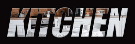 Word KITCHEN on dark backgroundの写真素材