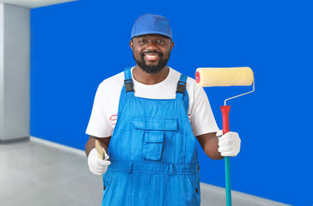 African-American painter in room