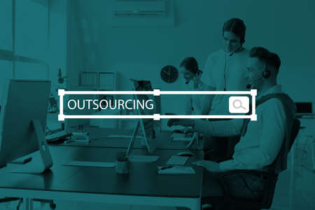 Team of technical support agents working in office. Concept of outsourcingの写真素材