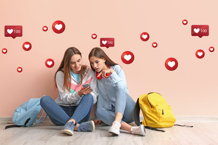 Teenagers using mobile phone for social networking