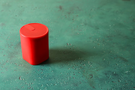 Smart home assistant device on color backgroundの写真素材