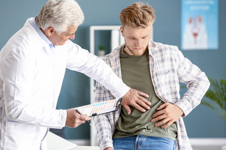Male patient at urologist's office