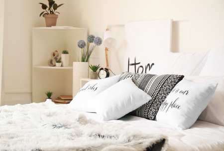 Interior of light modern bedroom