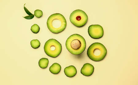 Fresh avocado on color background