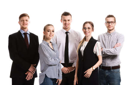 Group of young business people on white backgroundの写真素材