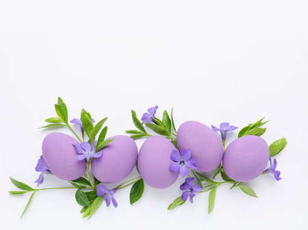 Beautiful Easter eggs on white background
