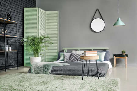 Beautiful interior of modern stylish bedroomの写真素材