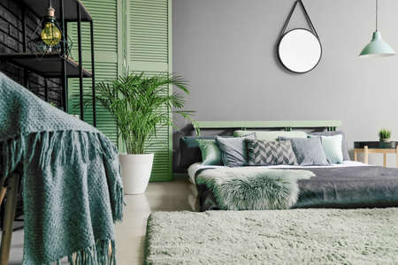 Beautiful interior of modern stylish bedroomの写真素材