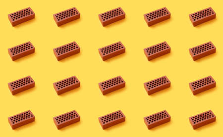Many red bricks on color background