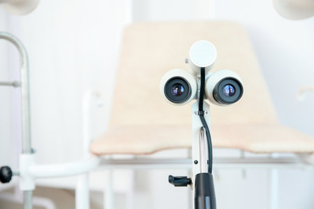 Modern colposcope in gynecologist's officeの写真素材