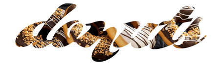 Word DONUTS on white background