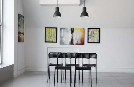 Interior of modern art gallery